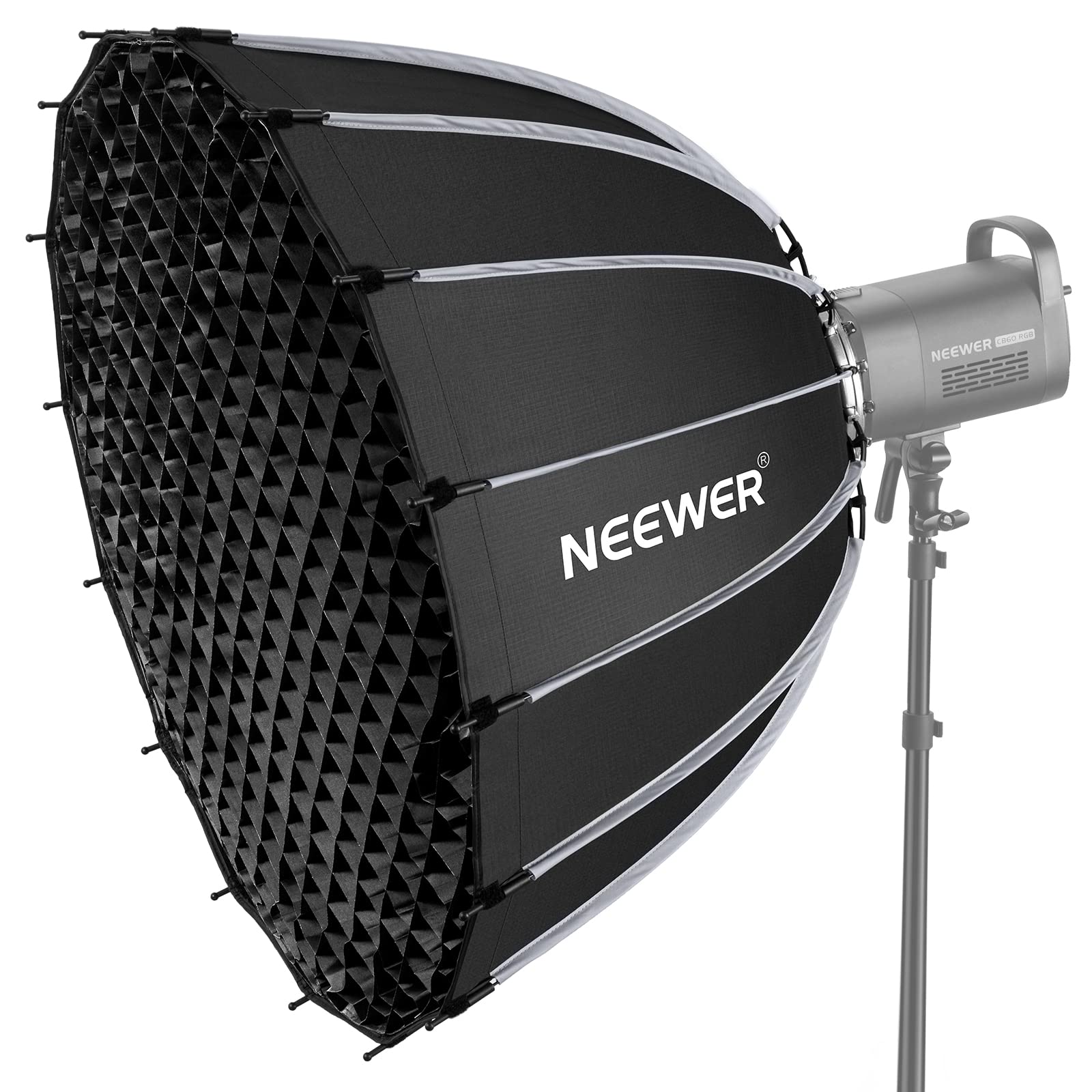NEEWER 85cm ソフトボックス パラボリック クイックセットアップ 折りたたみ ディフューザー/ハニカムグリッド/バッグ付き Bowensマウント コンパチブル Aputure 120d Li
