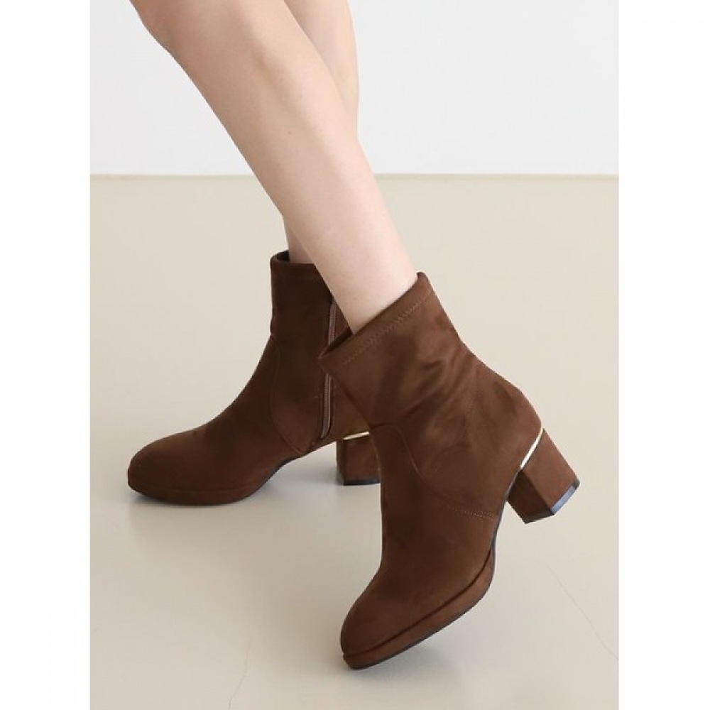 (Ninas Paris) スエードゴールドヒールヘザーバックアンクルブーツ