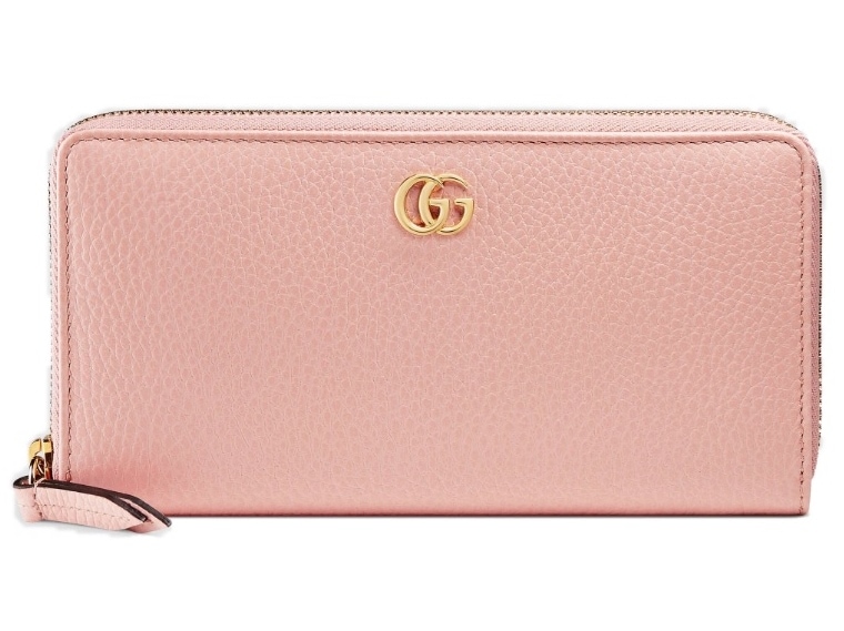 456117-CAO0G-5909 ラウンドファスナー長財布レザー ピンクゴールド