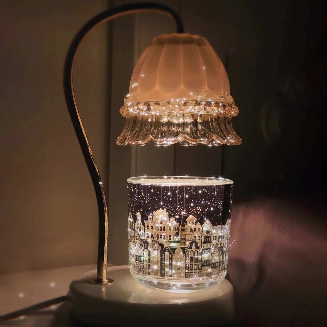 キャンドルウォーマー 間接照明 5色 大理石ベース 外観デザイン特許 PSE認証 キャンドルランプ