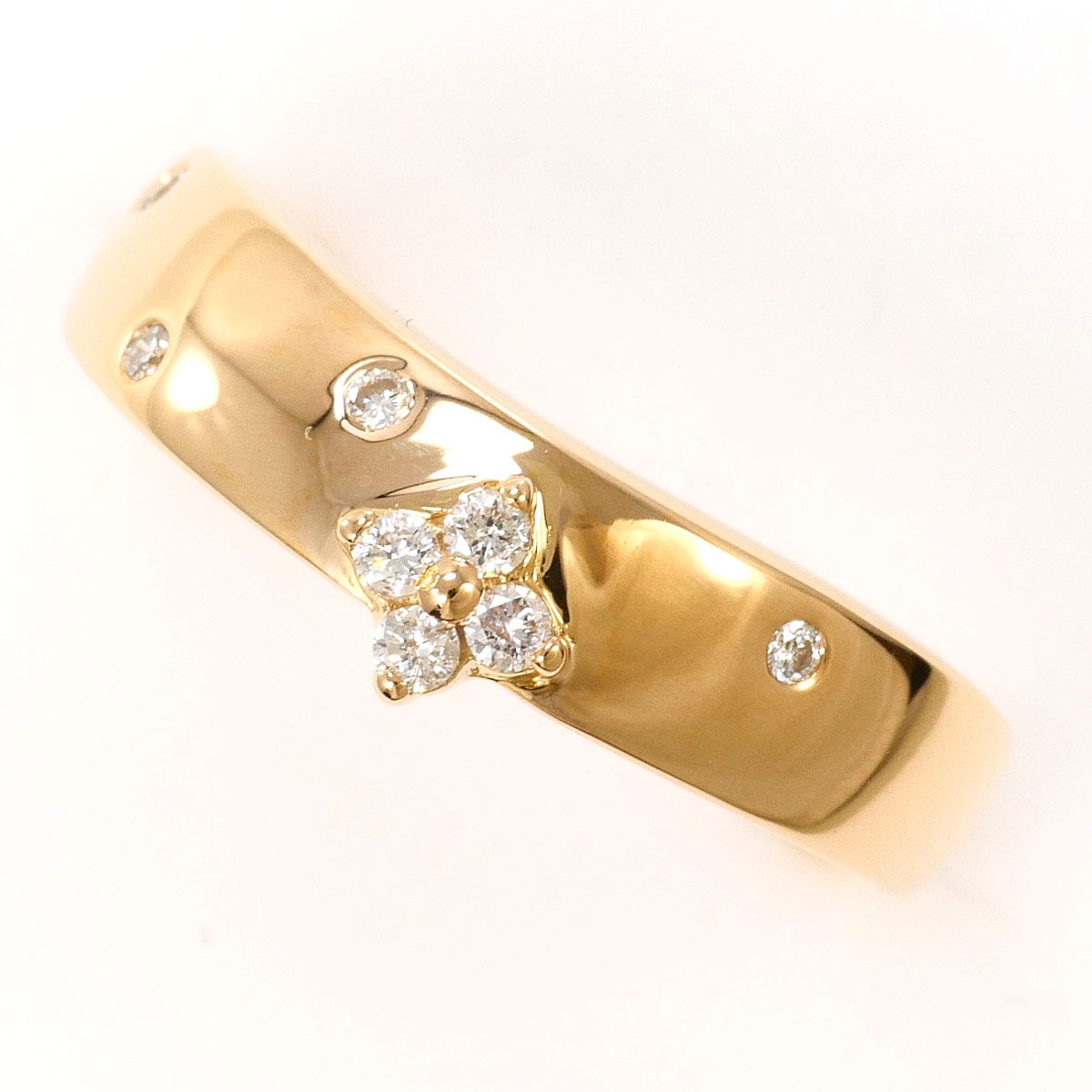 K18 18金 PG ピンクゴールド リング・指輪 7号 ダイヤモンド（ct刻印なし） 総重量約2.6g 中古