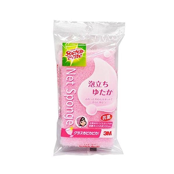(まとめ) スコッチブライト ネットスポンジ/キッチンスポンジ ピンク 抗菌 泡立ちゆたか キッチン用品 30個セット