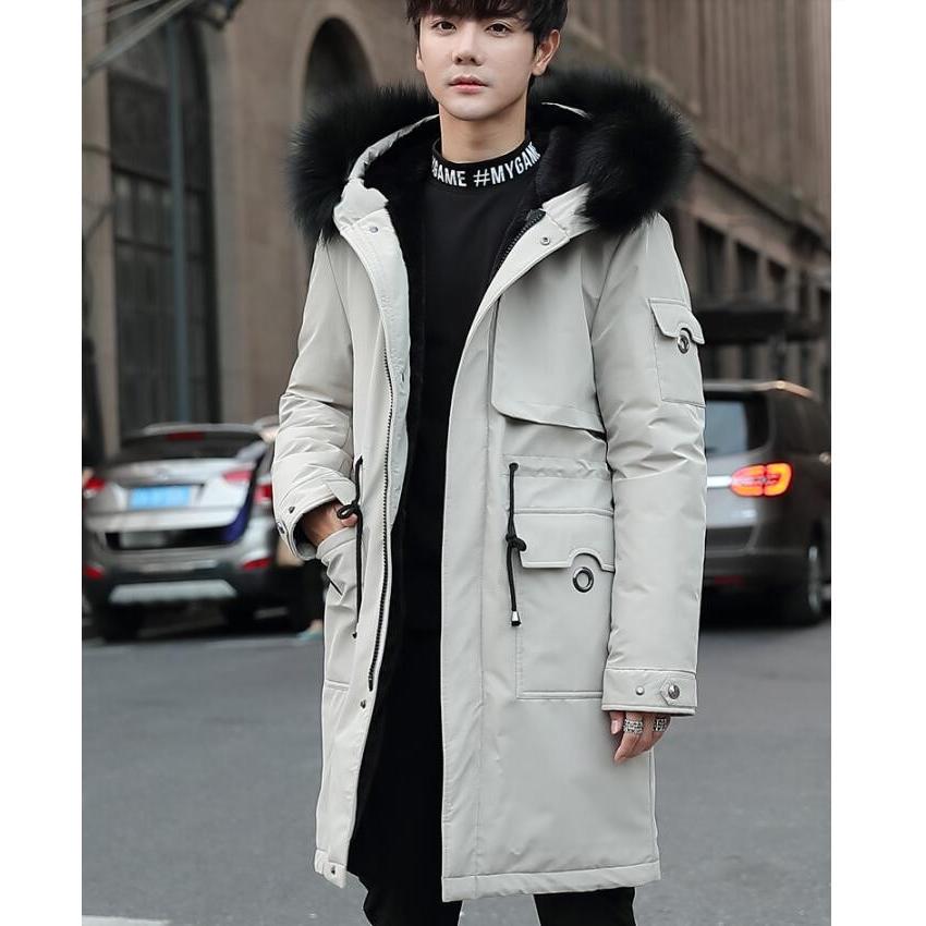 高品質 中綿ダウンジャケット アウター 暖かい ロング丈ジャケット ダウンコート メンズ 防寒 厚手 秋冬 冬服/M3ＸＬ/フード付き/ファー/3色あり！