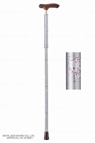 ウェルファン 夢ライフステッキ スリムネック（ハローキティ） シルバー 010102