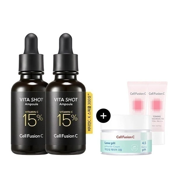 [25SS/New]トーニングCビタ ショットアンプル20g+20g (+トーニングサンスクリーン20ml*2+ペリアクリーム55ml贈呈) #純粋 ビタミンC 15%+スピキュール 300ショット