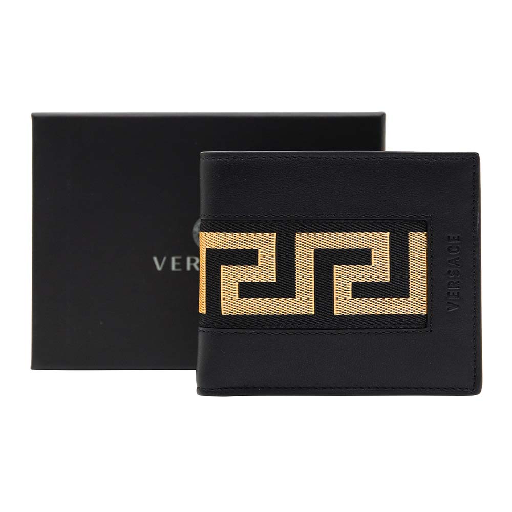 ヴェルサーチ 二つ折り財布 小銭入れ有 グレカ Mens Wallet Black/Gold Ca