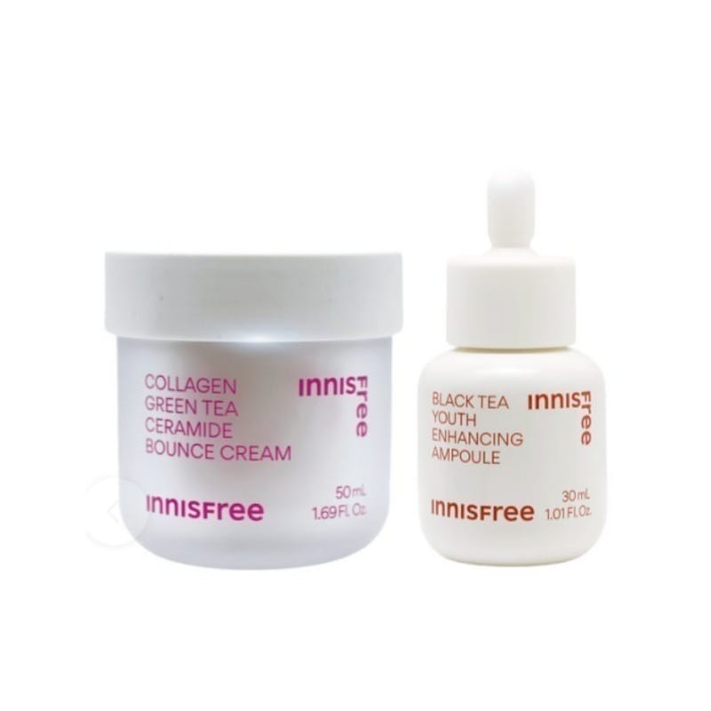 コラーゲン　グリーンティー　セラミド　バウンス　クリーム 50mL + ビタC 雑ティー トーニング セラム 30ml / コラーゲン＆ビタミンC　くすみケアセット