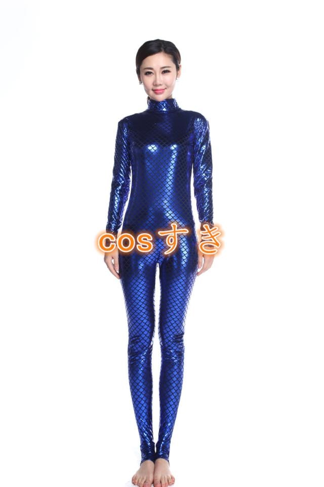 【新品開催 】全身タイツ 紺 顔 開口全身タイツ 魚うろこ 塗装 フットローション 弾力と伸縮性あり コスプレ衣装 高品質 新品 Cosplay アニメ