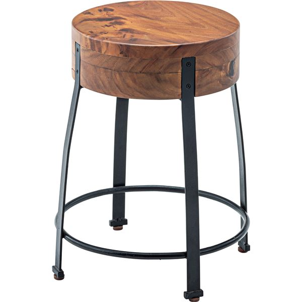 ウッド スツール/オットマン 幅38cm奥行38cm高さ46cm 木製 スチール リビング ダイニング