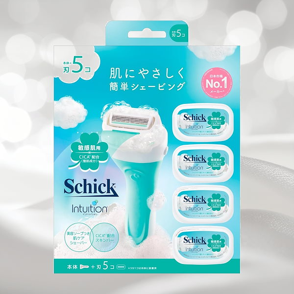 Schick(シック) イントゥイション 敏感肌用 コンボパック ホルダー(刃付き+替刃4コ入) 女性用 カミソリ グリーン