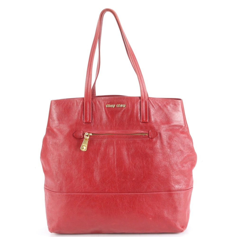 美品 レッド レザー トート バッグ 肩掛け ショルダー ハンド 本革 ブランド A4 レディース EWM DN3-7 中古 24,192円