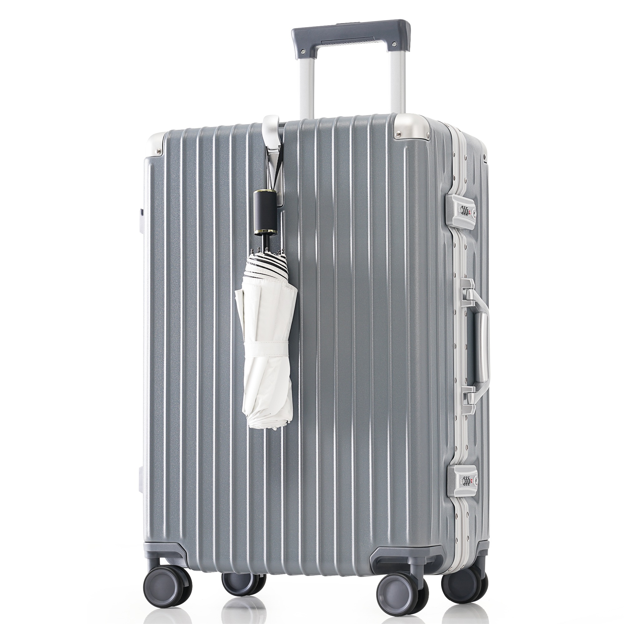 スーツケース キャリーケース キャリーバッグ Lサイズ アルミ フレームタイプ USBポート付き スマホスタンド付き 防水ポケット ドリンクホルダー フック式底足 TSAロック おしゃれ 静音 軽量