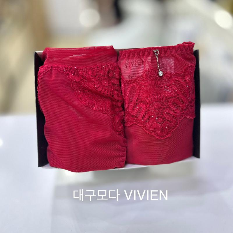 クチュールスパンコールレース女性パンツ2種セット RED_DG