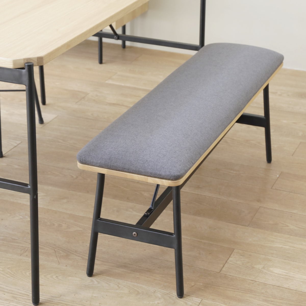ダイニングベンチ グラム 幅110cm ダイニング ベンチ 椅子 カバー付き クッション スチール脚 ダイニングチェア リビングベンチ ソファベンチ 2人 3人 ファブリック 2人掛け