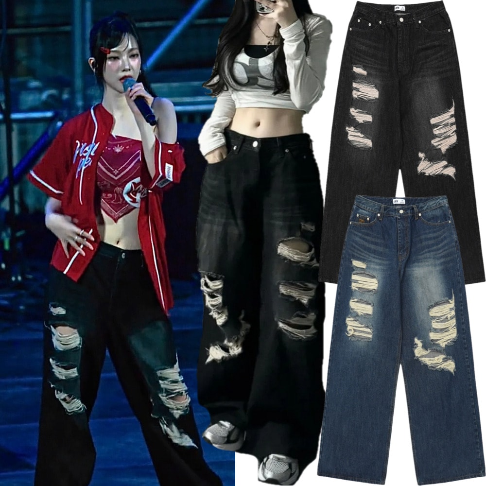 aespa カリナ 着用/Faye Damage Jeans/ユニセックス