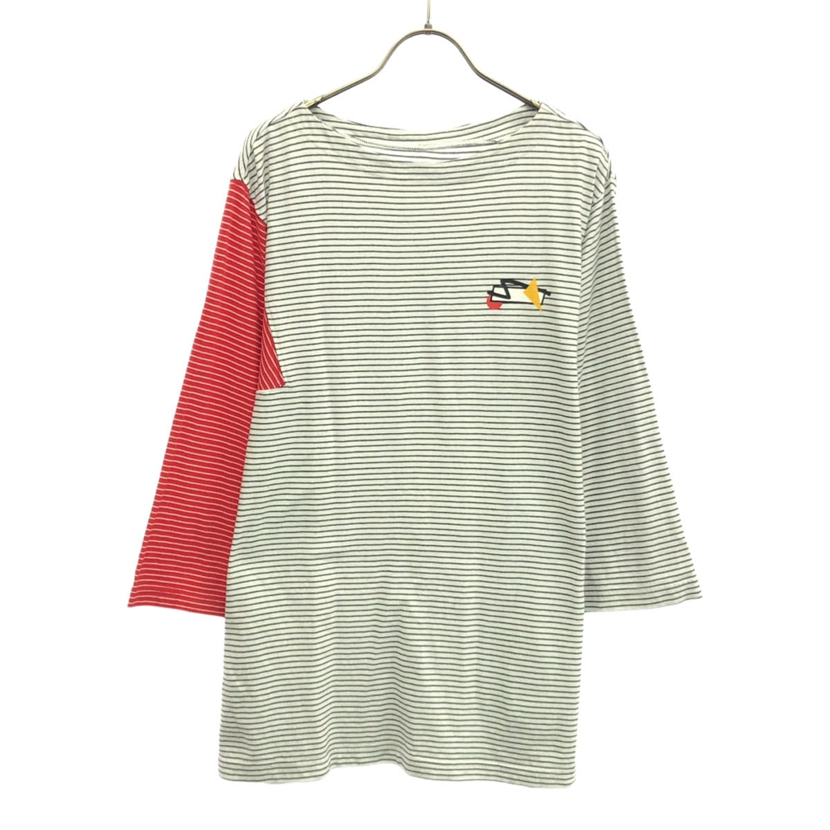 ボーダー柄 7分袖 カットソー 3 ホワイト レディース 古着