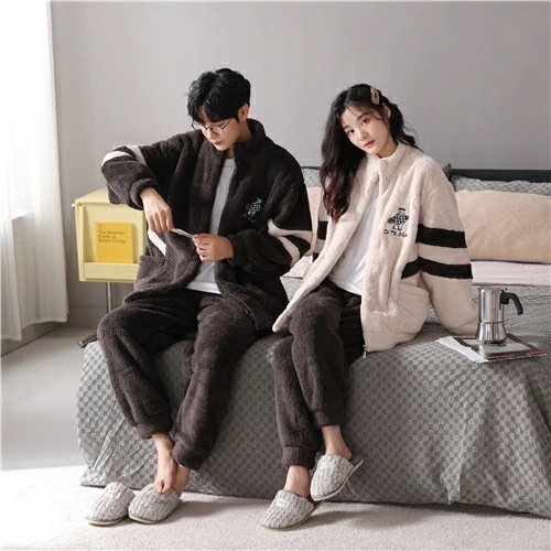 【送．料．無．料．】ペア パジャマ 冬 もこもこ カップル ペア ルームウェア セット 前開き 長袖 ペアパジャマ モコモコ メンズ ペアパジャマ カップル 秋冬 結婚祝い プレゼント ペアパジャマ