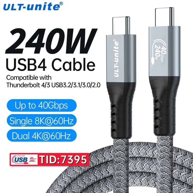 240 W 急速充電ケーブル USB4 ケーブル 40 Gbps ケーブル対応 Thundebolt 4 タイプ C フル機能データ線 iPhone15 MacB USB4 Cable 240W 2m