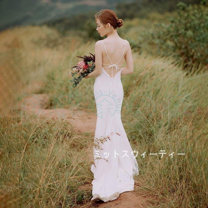 ウェデイングドレス 二次会 ウエディングドレス 花嫁ドレス バックレス パーティードレス 背中開き