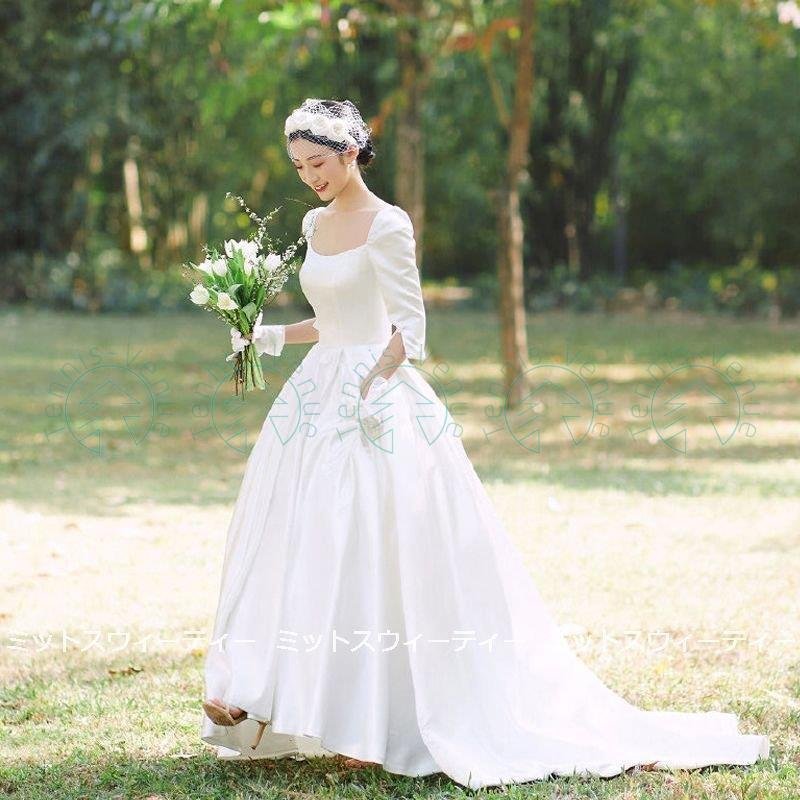 ウェディングドレス 二次会 前撮り 海外挙式 花嫁 フォト リゾートドレス サテン 結婚式 ブライダ