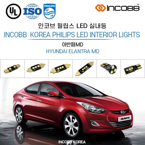 INCOBB KOREA 6500K Crystal White Super Bright ELANTRA MD LED Bulbs car interior lights