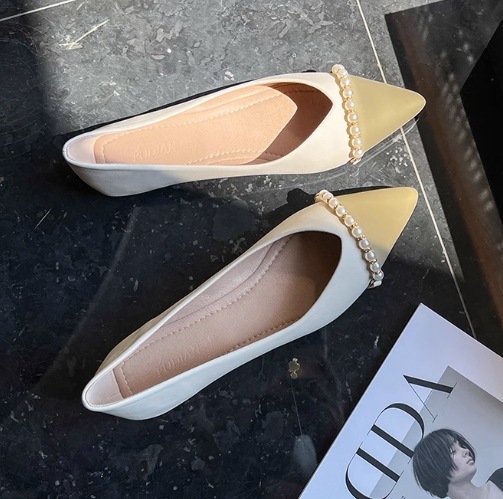 レディース パンプス フラットシューズ ぺたんこシューズ 1cm フラット ポインテッドトゥ ベルト パール レザー フェイクレザー PU ファブリック ツイード かわいい 大人可愛い きれいめ