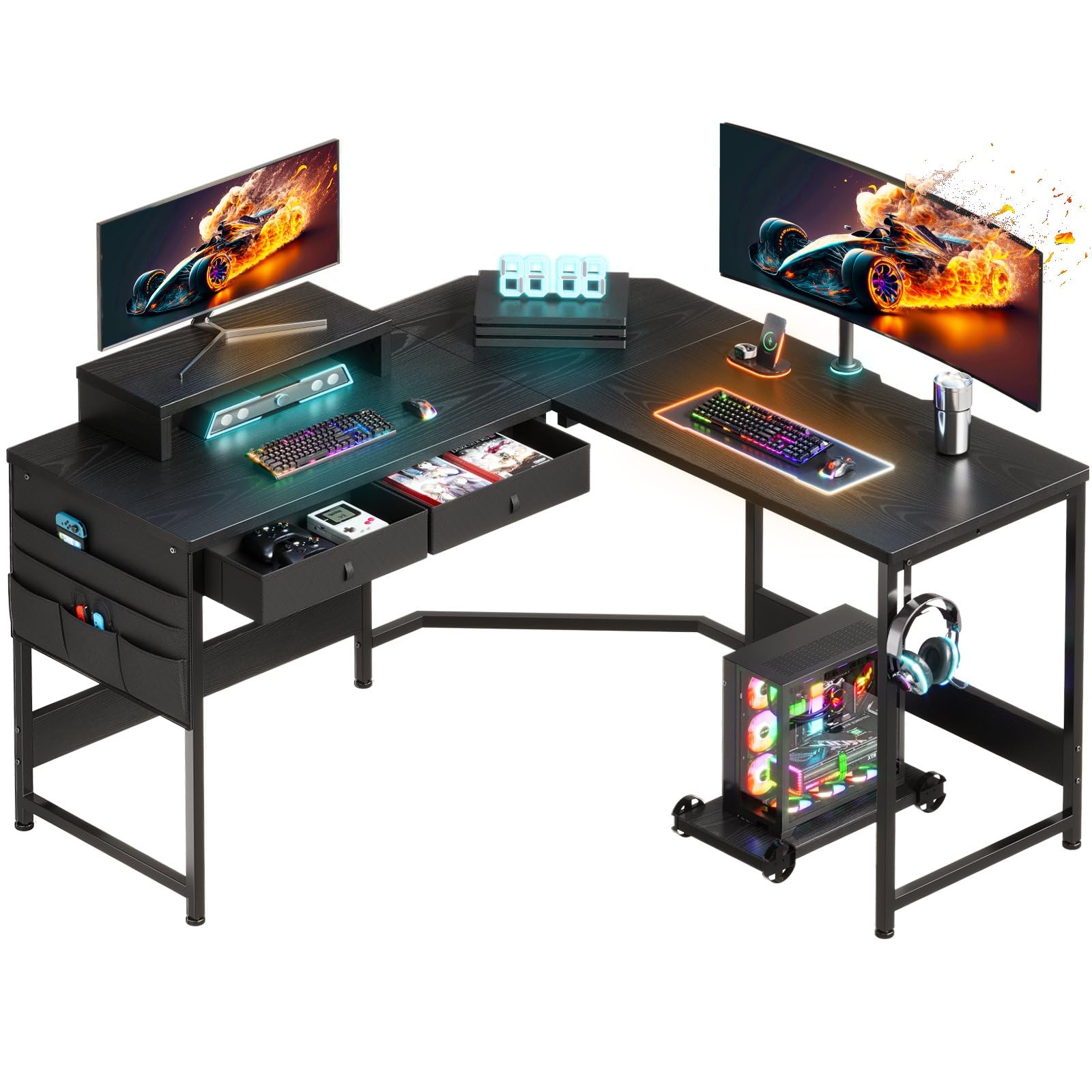 ゲーミングデスク パソコンデスク 机 l字デスク 125cm x 125cm ゲーミングテーブル pcデスク収納袋付き学習机 computer desk 作業机 gaming de 31888 9,975円