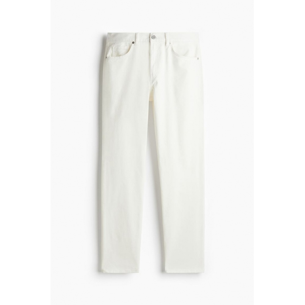 H&M スリムフィットコットンツイルパンツホワイト