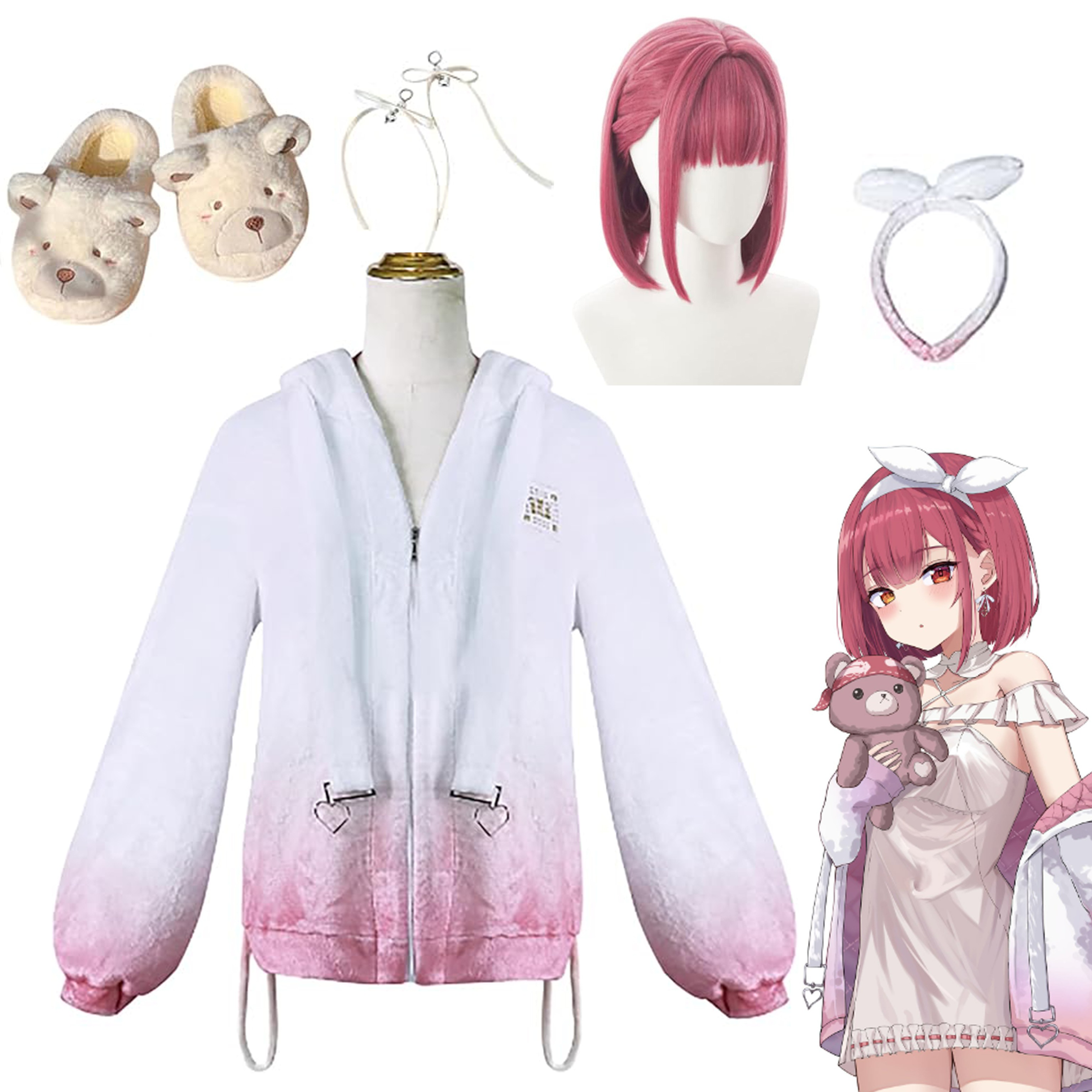 【全シリーズ発売中】 【値引き中】靴 ウィッグ 衣装＋髪飾り＋足飾り コスプレ イベント ハロウィン まりん ほうしょう 衣装 コスプレ 船長 キャミソールスカート パジャマ 部屋着 宝鐘マリン ホロ