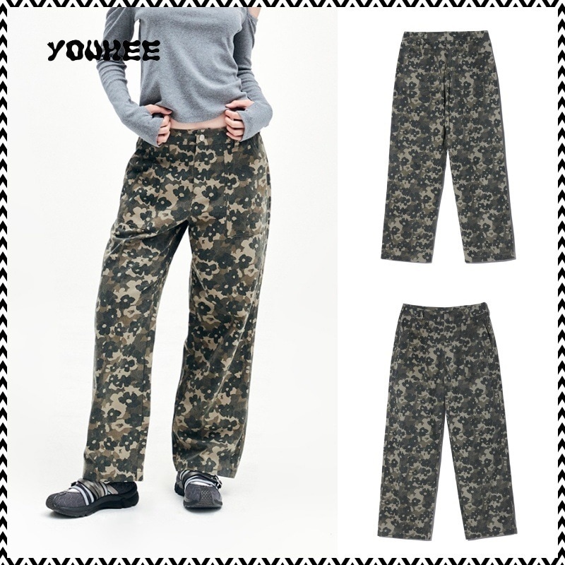 YOUHEE CAMO FLOWER FATIGUE PANTS