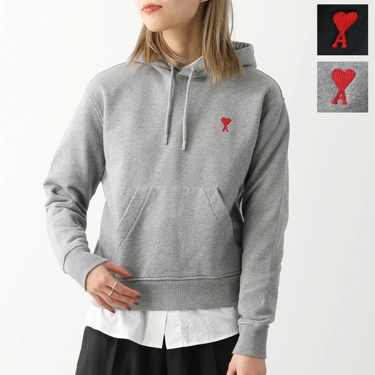 ami paris アミパリス パーカー AMI DE COEUR BFUSW200.730 レディース ハートロゴ スモール刺繍 プルオーバー スウェット カラー2色