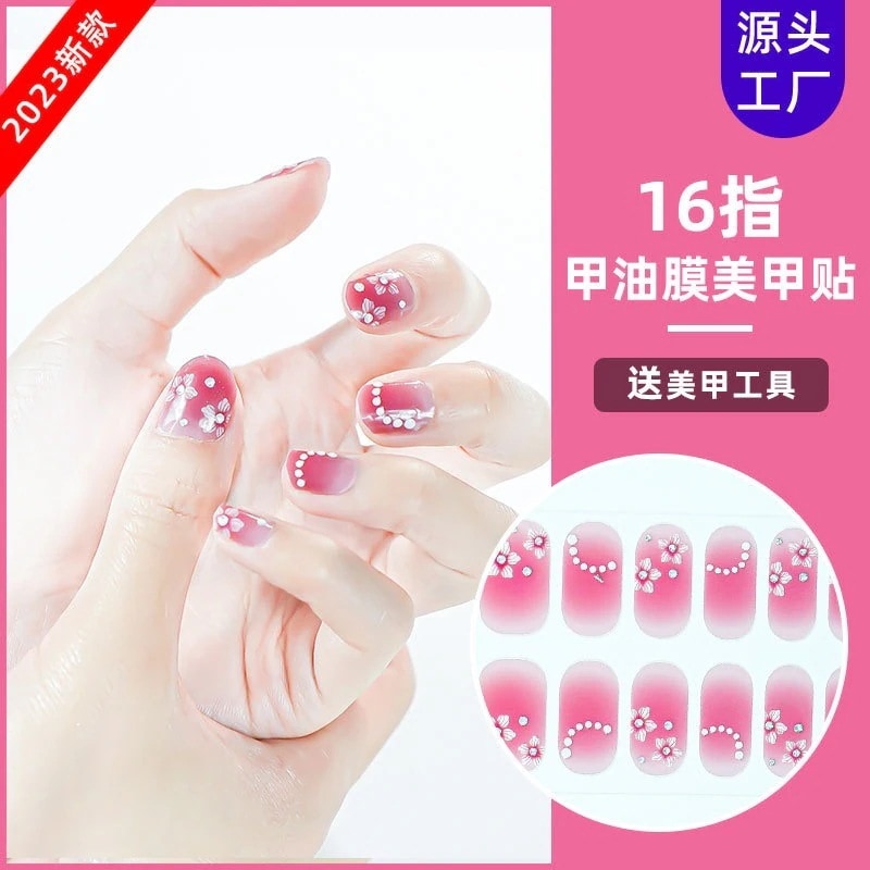 （水性ネイル）2023 新 16 指フルスティックホットスタンピングレーザーマニキュアステッカー 3d 防水マニキュアフィルムネイルステッカー工場