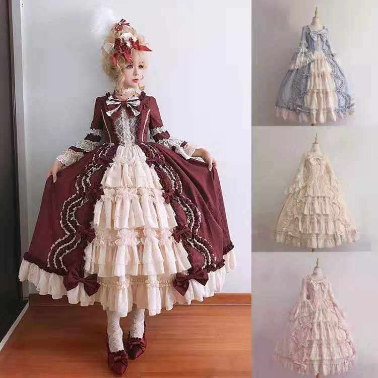 蝶の結び目レースシフォンプリンセススカート ロリータワンピース 连衣裙