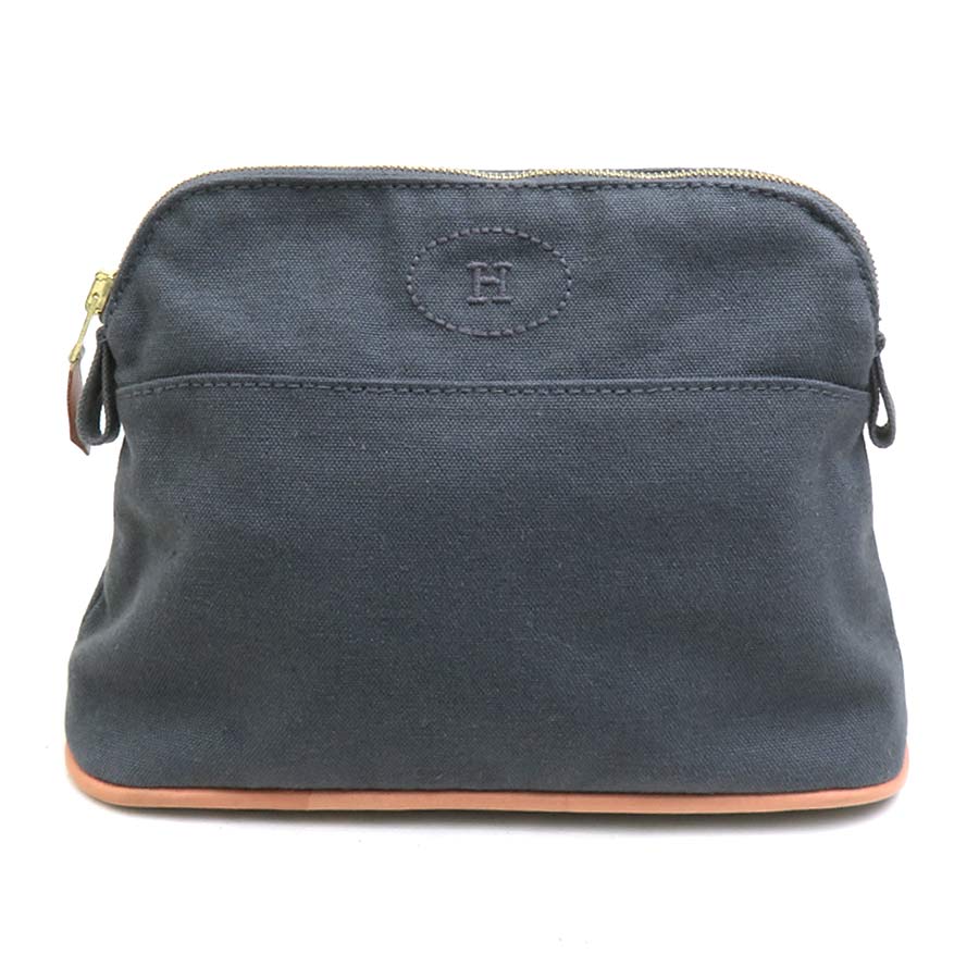 エルメス HERMES ポーチ ボリードポーチ コットン グレー ゴールド レディース e61761a
