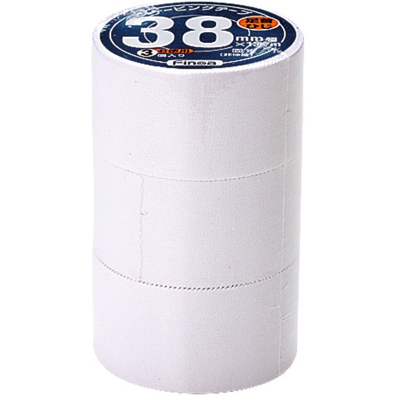 【ロット販売：入り数5】 Finoa(フィノア) シュリンク プロホワイトテープ 38mm 3ケ入リ ボディーケア テーピング (1540)