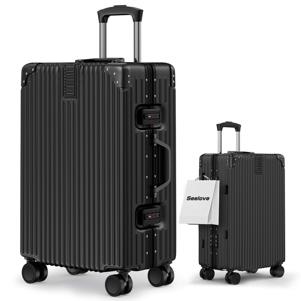 [Seelove] スーツケース キャリーケース 機内持ち込み ABS+PC 耐衝撃 超軽量 キャリーバッグ S/M/Lサイズ 360度回転 静 型 大容量 シルバー luggage suitca
