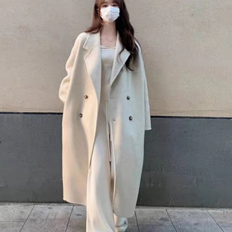 Hot!!!高級な質感 ラシャコート ラシャ ロングコート コート レディース ロング丈 マキシ丈 無地 長袖 アウター チュニック 折り襟 大きいサイズ シンプル カジュアル 冬