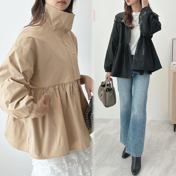 マウンテンパーカー アウター パーカー フリル スタンドカラー ペプラム ジャケット レディース 秋冬 / フリルマウンテンパーカー