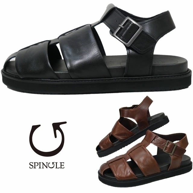 スピングル コンフォートサンダル メンズ グルカサンダル 日本製 メイドインジャパン レザーサンダル 黒 本革 靴 ブラウン SPINGLE SP-1714