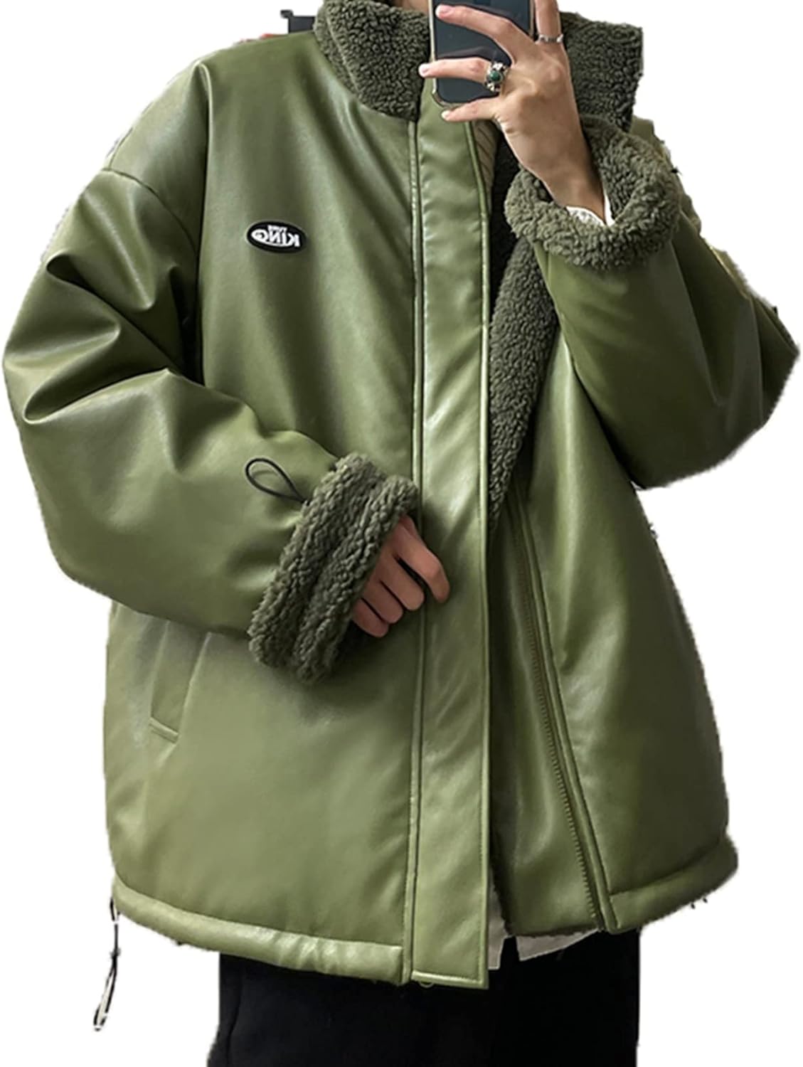 両面着 ボアブルゾン ボアジャケット メンズ フルジップ 撥水 リバーシブル 秋冬服 カジュアル コート 厚手 保温 暖かい グリーン ホワイト ブラック 無地 シンプル フリース ウインド