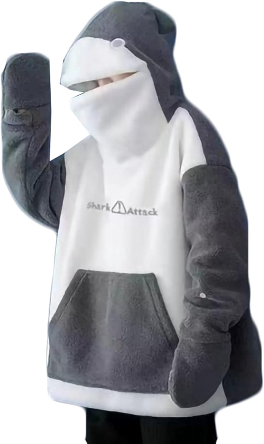 プルオーバー 男性 長袖 パーカー サメ カンガルーポケット 厚手 ペアルック ユニセックス 韓国風 秋冬 柔らかい フード付き 保温 吸汗性 カジュアル カッコイイ おしゃれ 快適 秋服 体型パカー 8,355円