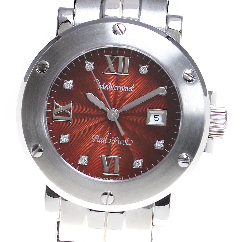ポールピコ PaulPicot P4108.20LV.5D2 8Pダイヤ デイト クォーツ ボーイズ 美品 保証書付き_842408【中古】