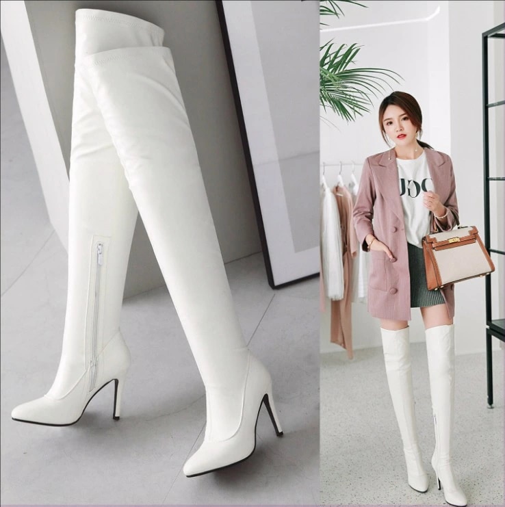 【激安販売】レディースブーツ　ニーハイブーツ　ストレッチブーツ　10センチ　超ハイヒール　ソックスブーツ　ロング丈　秋冬　春秋　サイハイブーツ　大きいサイズ　小さいサイズ　ピンヒール　スーパーロングブ