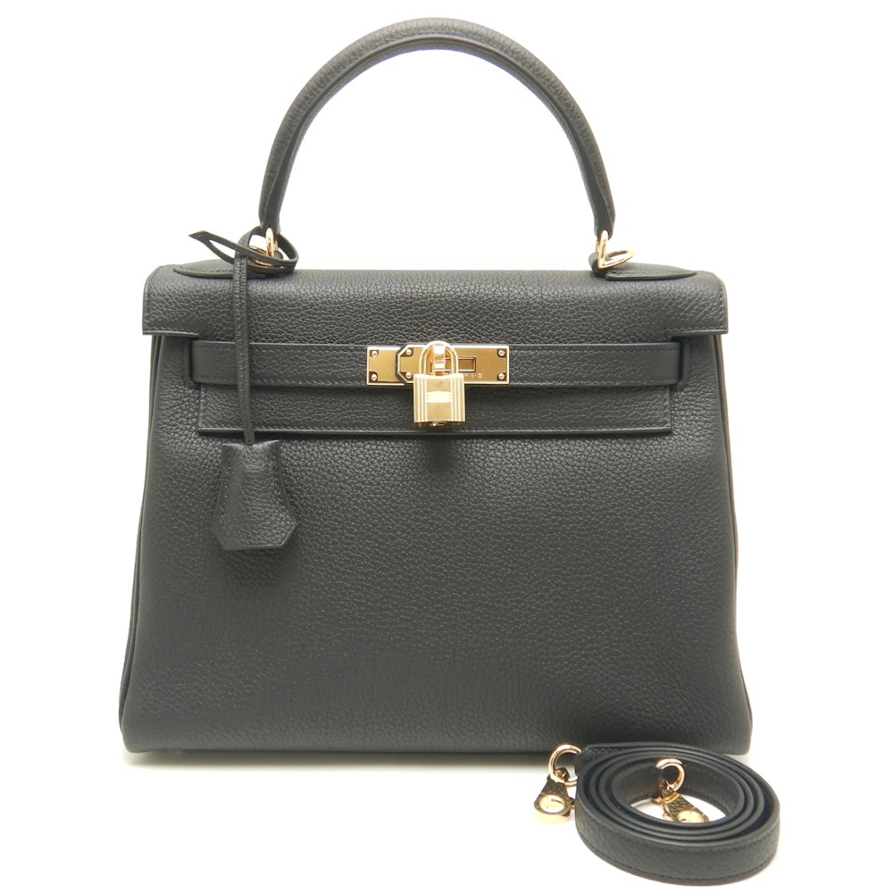 ケリー２８ ハンドバッグ トゴ ブラックxゴールド金具 / 151622 未使用