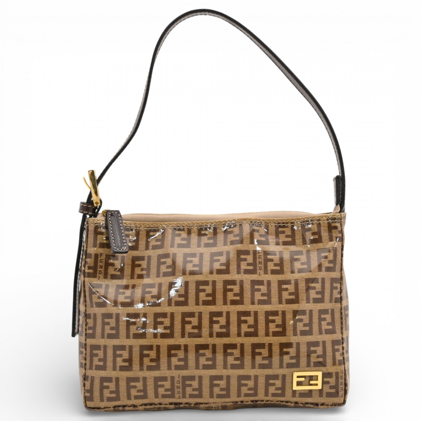 フェンディ ズッキーノ ミニハンドバッグ ゴールド金具 Aランク fe4949ff