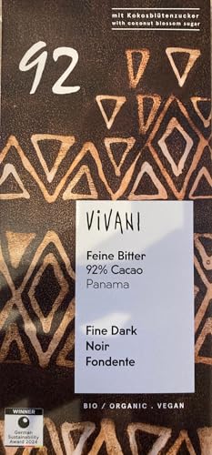 ViVANI オーガニックファインダークチョコレート92% 80g 20枚セット夏季冷蔵