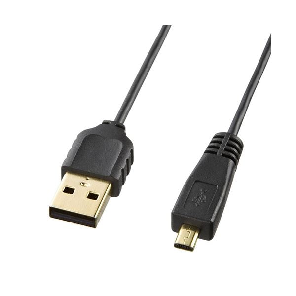 (まとめ)サンワサプライ 極細ミニUSBケーブル(ミニBタイプ) KU-SLAMB810(×5セット)