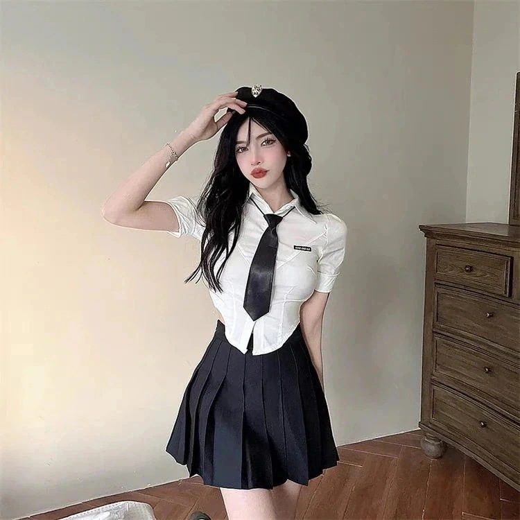 涼しく楽ちんセットアップ 韓国 韓国語版ファッション女子制服新学院制服プリーツスカートファッションスーツ2点セット2点セットレディース涼しく楽ちんセットアップ
