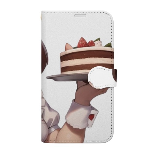 【文字入れ可能受注生産】ウサギの女の子　メイド　ケモナー　ダブルケーキ 手帳型スマホケース