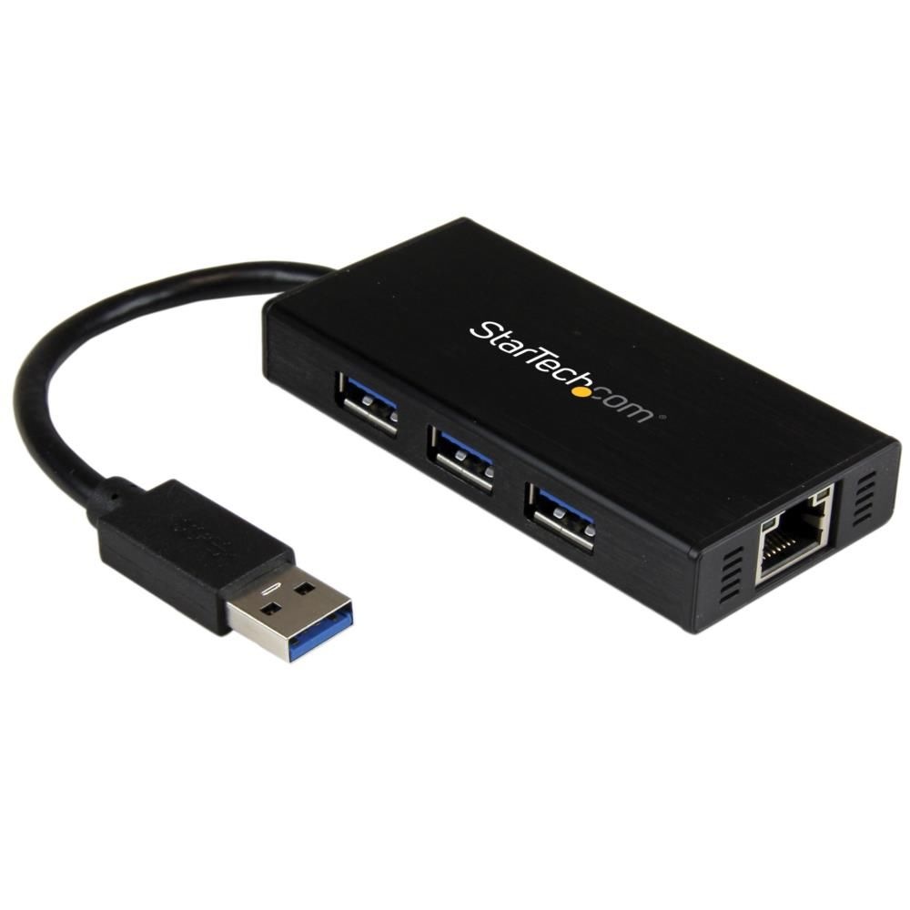 StarTech.com [ST3300GU3B] 3ポートUSB 3.0ハブ付きギガビットEthe
